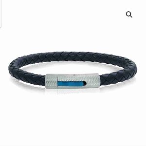 NEW LEATHER BRACELET CLASSICO 2 BLACK BRAIDED BLACKJACK STAINLESS STEEL ItalGem